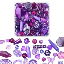 Honeyhandy 100G Acrylic Beads, Mixed Shapes, Purple, 5.5~28x6~20x3~11mm, Hole: 1~5mm