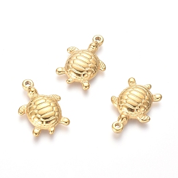 Honeyhandy 304 Stainless Steel Pendants, Tortoise, Golden, 21x14.5x3.5mm, Hole:1.5mm