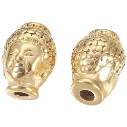 UNICRAFTALE 10pcs 304 Stainless Steel Beads Buddha's Head Beads Golden 2mm Hole Charm Beads for Necklace Bracelet Jewelry Making 10x13x9mm