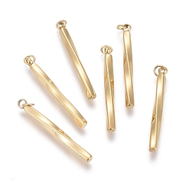 Honeyhandy Ion Plating(IP) 304 Stainless Steel Pendants, with Jump Rings, Twist Bar, Golden, 25.5x2x2mm, Hole: 2mm