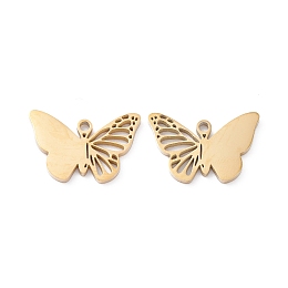 Honeyhandy 201 Stainless Steel Charms, Hollow, Butterfly Charms, Golden, 12x18x1mm, Hole: 1.5mm