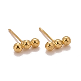 Honeyhandy 201 Stainless Steel Beaded Horizontal Bar Stud Earrings with 316 Stainless Steel Pin for Women, Golden, 9x3mm, Pin: 0.6mm