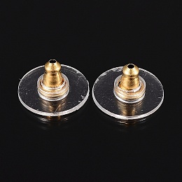 Honeyhandy 304 Stainless Steel Ear Nuts, Bullet Clutch Earring Backs with Pad, for Droopy Ears, with Plastic, Golden, 11x6mm, Hole: 1mm
