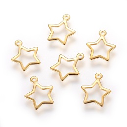 Honeyhandy 304 Stainless Steel Charms, Star, Golden, 12.8x11x1mm, Hole: 1mm