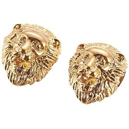 UNICRAFTALE 10pcs Golden Lion Head Bead 304 Stainless Steel Metal Animal Spacer Beads for Jewelry Findings Bracelet Necklace Making 13x11.5x10.5mm, Hole 3mm