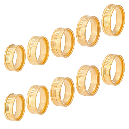 UNICRAFTALE 10Pcs 5 Sizes Golden Stainless Steel Grooved Finger Ring Blank Core Finger Rings Wide Band Round Empty Ring for Inlay Ring Jewelry Making Gift Size 7-12