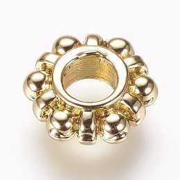 Honeyhandy Alloy Spacer Beads, Cadmium Free & Lead Free, Flower, Light Gold, 12x4mm, Hole: 5mm