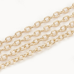 Honeyhandy Brass Cable Chains, Soldered, Oval, Real 18K Gold Plated, 2.5x2.1x0.4mm