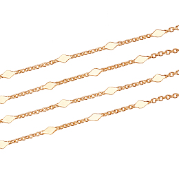 Honeyhandy Brass Link Chains, Cable Chains, Soldered, Rhombus, Real 18K Gold Plated, 1.5x1x0.3mm