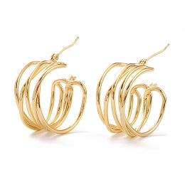 Honeyhandy Brass Hoop Earrings, with Steel Pin and Plastic Ear Nuts, Long-Lasting Plated, Real 18K Gold Plated, 26x25x14mm, Pin: 0.8mm