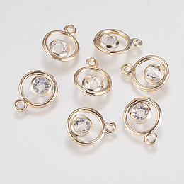 Honeyhandy Glass Rhinestone Pendants, with Iron Findings, Ring, Golden, 16x12x5.5mm, Hole: 1.5mm