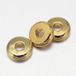 Honeyhandy Flat Round Brass Spacer Beads, Golden, 6x2mm, Hole: 1.8mm