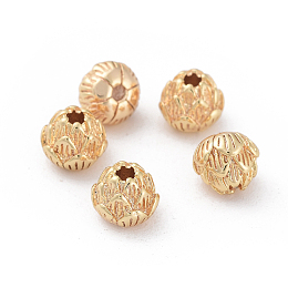 Honeyhandy Brass Spacer Beads, Nickel Free, Real 18K Gold Plated, Flower, 6x5mm, Hole: 1.5mm