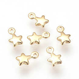 Honeyhandy Brass Charms, Nickel Free, Real 18K Gold Plated, Star, 7x4.5x1.5mm, Hole: 1mm