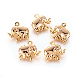 Honeyhandy Brass Charms, Elephant, Real 18K Gold Plated, 14.5x15x5mm, Hole: 1mm