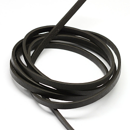 Honeyhandy Flat Imitation Leather Cords, Black, 5x2mm, about 1.31 yards( 1.2m)/strand