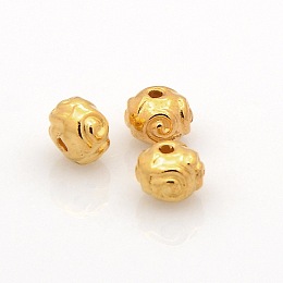 Honeyhandy Tibetan Style Metal Alloy Rondelle Spacer Beads, Golden, 5.5x4mm, Hole: 1mm