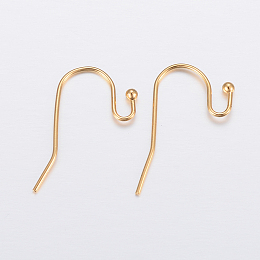 Honeyhandy Ion Plating(IP) 304 Stainless Steel Earring Hooks, Golden, 21x12x2mm, Pin: 0.7mm