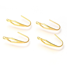 Honeyhandy 304 Stainless Steel Earring Hooks, with Vertical Loop, Ear Wire, Real 18k Gold Plated, 20x4.5x0.7~4.5mm, Hole: 1.2mm