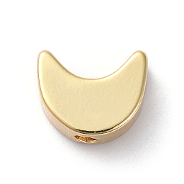 Honeyhandy Brass Beads, Long-Lasting Plated, Moon, Real 18K Gold Plated, 5.4x6.9x3mm, Hole: 1mm