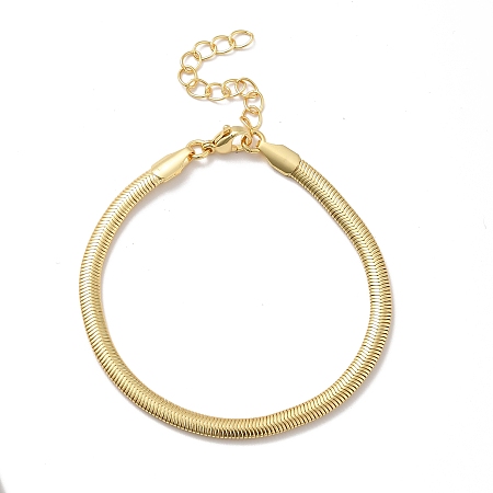 Honeyhandy Rack Plating Brass Herringbone Chains Bracelet for Men Women, Cadmium Free & Lead Free, Real 18K Gold Plated, 7.48 inch(19cm)
