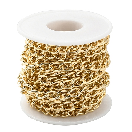 ARRICRAFT Aluminium Twisted Curb Chains, Unwelded, with Spool, Golden, 10x6.5x1.8mm, about 16.4 Feet(5m)/roll