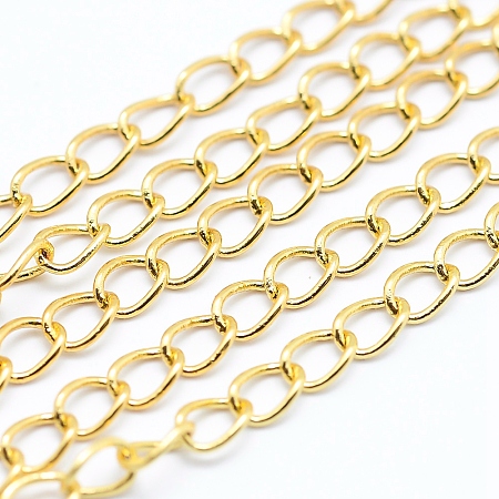 ARRICRAFT Brass Twisted Chains Curb Chains, Unwelded, Lead Free & Cadmium Free, Long-Lasting Plated, Real 18K Gold Plated, 2mm