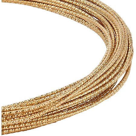 BENECREAT 18 Gauge 33 Feet Engraved Twist Gold Wire Textured Copper Wire Half Hard Copper Wire for Jewelry Beading Craft Work