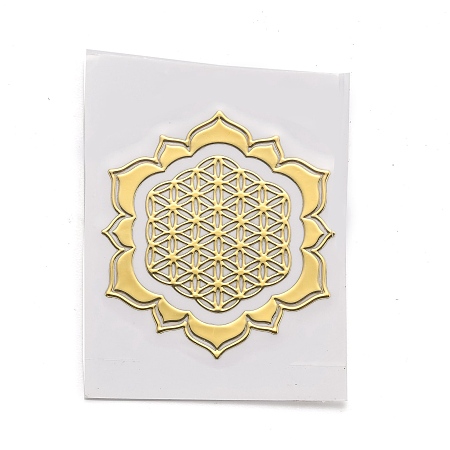 Honeyhandy Self Adhesive Brass Stickers, Scrapbooking Stickers, for Epoxy Resin Crafts, Flower, Golden, 3.5x3.2x0.05cm