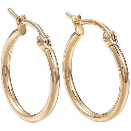 PH PandaHall 10 Pairs Small Hoop Earrings 20mm Stainless Steel Gold Plated Hoop Earrings Round Tube Earrings for Women Girls