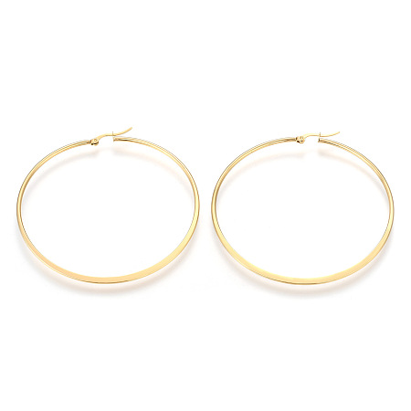 Honeyhandy 304 Stainless Steel Big Hoop Earrings, Hypoallergenic Earrings, Ring, Golden, 72x2mm, 12 Gauge, Pin: 1x0.7mm