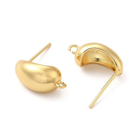 Honeyhandy Rack Plating Brass Stud Earring Findings, with Loop, Long-Lasting Plated, Cadmium Free & Lead Free, Teardrop, Real 18K Gold Plated, 16x8x7mm, Hole: 1.2mm, Pin: 1mm