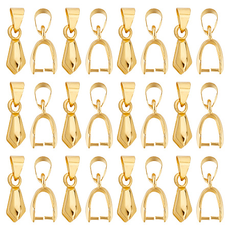 SUNNYCLUE 1 Box 120Pcs Pinch Clip Bail Clasp Dangle Bead Pendant Connector Findings for Jewelry Making Buckles Charm Connection Pinch Bails Necklace Bracelet Supplies Golden Color 20mm