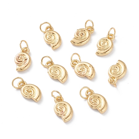 Honeyhandy Alloy Charms, Long-Lasting Plated, with Jump Rings, Snail Shell, Real 18K Gold Plated, 12x7x2mm, Jump Ring: 5x1mm, Inner Diameter: 3mm