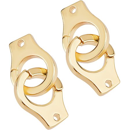 BENECREAT 10 Sets Gold Plated Handcuffs Charm Interlocking Circle Handcuff Pendant for Jewelry Making Craft DIY