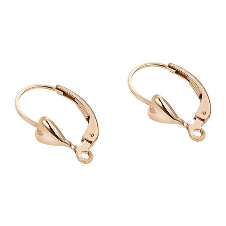 BENECREAT 2 PCS 14K Gold Filled Lever Back Earring Hooks Findings Heart Leverback Earrings for Women Girls - 16x10mm