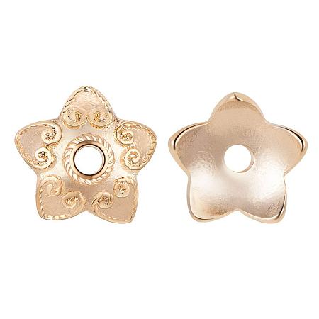 BENECREAT 50PCS  Gold Plated Flower Bead Caps(5-Petal) Tibetan Style Flower Bead End Caps Spacers for Jewelry Making(10x3mm)