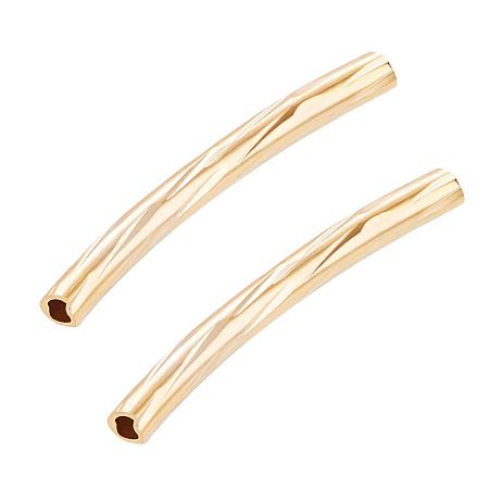 BENECREAT 60 PCS  Gold Plated Curved Tube Spacer Bead Finding for Bracelet Necklace Jewellery Making(14x1.4x0.8mm)