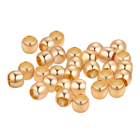 BENECREAT 30 PCS  Gold Plated Beads Metal Beads for DIY Jewelry Making and Other Craft Work - 5.5x4.5mm, Rondelle Shape