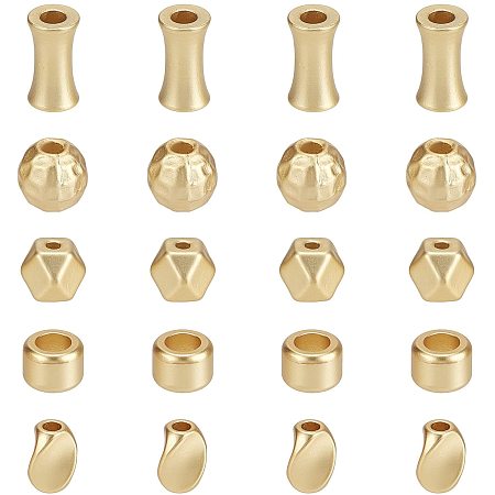 CHGCRAFT 20Pcs 5Styles Assorted Gold Spacer Beads Set Metal Beads Loose Metal Beads for Handmade Jewelry DIY Craft Making