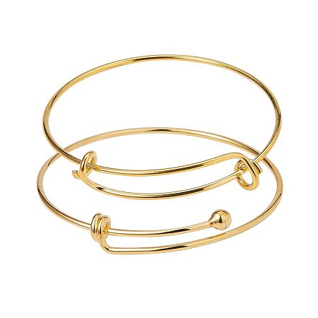 BENECREAT 16PCS/Set Adjustable Wire Blank Bracelet Expandable Bangle for DIY Jewelry Making, Golden