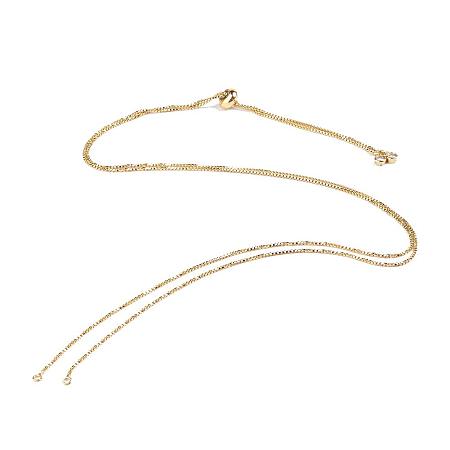 ARRICRAFT 10pcs 80cm Electrophoresis Brass Necklace Making with Cubic Zirconia & Slide Extender Chains Box Chains Long-Lasting Plated Golden