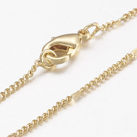 Honeyhandy Brass Chain Necklaces, with Lobster Claw Clasps, Real 18K Gold Plated, 17.5 inch(44.5cm)