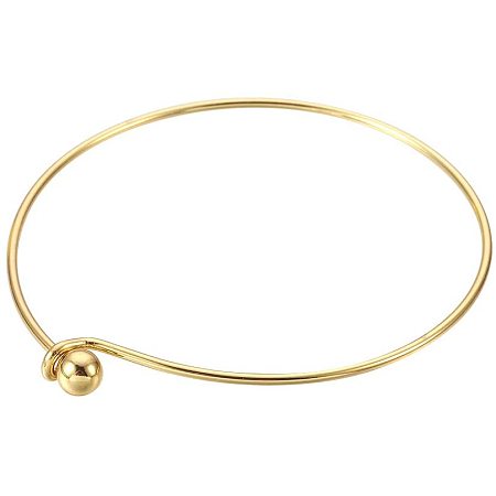 Pandahall Elite 30pcs 2.5” Wire Bracelet Bangle Brass Hook Bangle Bracelets with Ball Bead for Jewelry Making - Golden