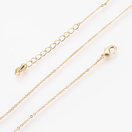 Honeyhandy Brass Cable Chain Necklaces Making, with Lobster Claw Clasp, Real 18K Gold Plated, 17.51 inch(44.5cm)