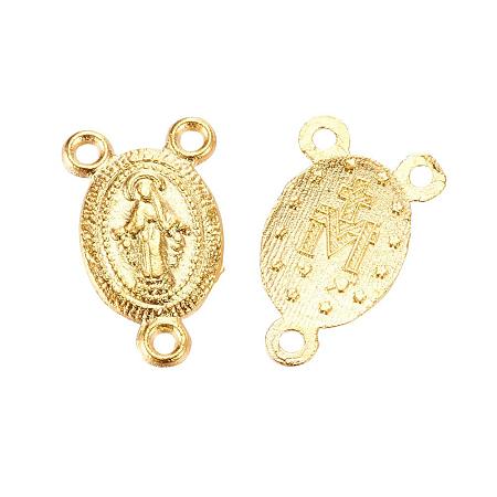 ARRICRAFT 50 pcs Oval Tibetan Style Alloy Chandelier Components Links with Virgin Mary Pendant Charms for Jewelry Making, Golden
