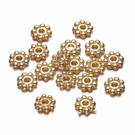 NBEADS 300 Pcs 5mm Alloy Flower Bead Spacer for Jewelry Making, Golden, Hole: 1mm