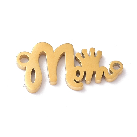 Honeyhandy 304 Stainless Steel Pendants, Word Mom and Crown, Golden, 18.5x9x1mm, Hole: 1.2mm