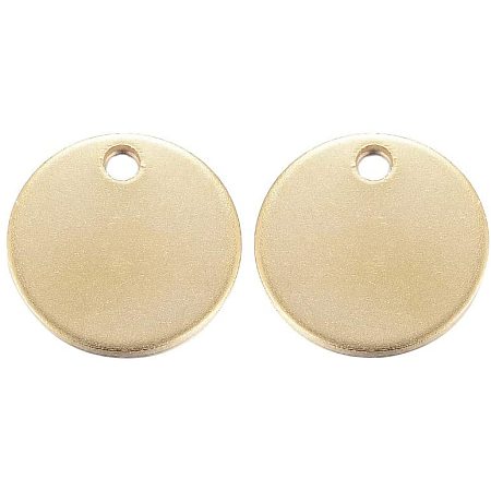 Pandahall Elite 100PCS 2mm Flat Round Stamping Blank Tags Golden Stainless Steel Blank Charms Pendants Charms Smooth Surface for Stamping Engraving Bracelets Necklaces Jewelry Making