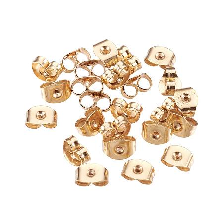 ARRICRAFT 100 Pcs Stainless Steel Ear Nuts Golden Earring Back Nut Earnut Clasp Stopper Butterfly Clutches Jewelry Earring Components Making Findings, 3x6x4mm, Hole: 0.7mm